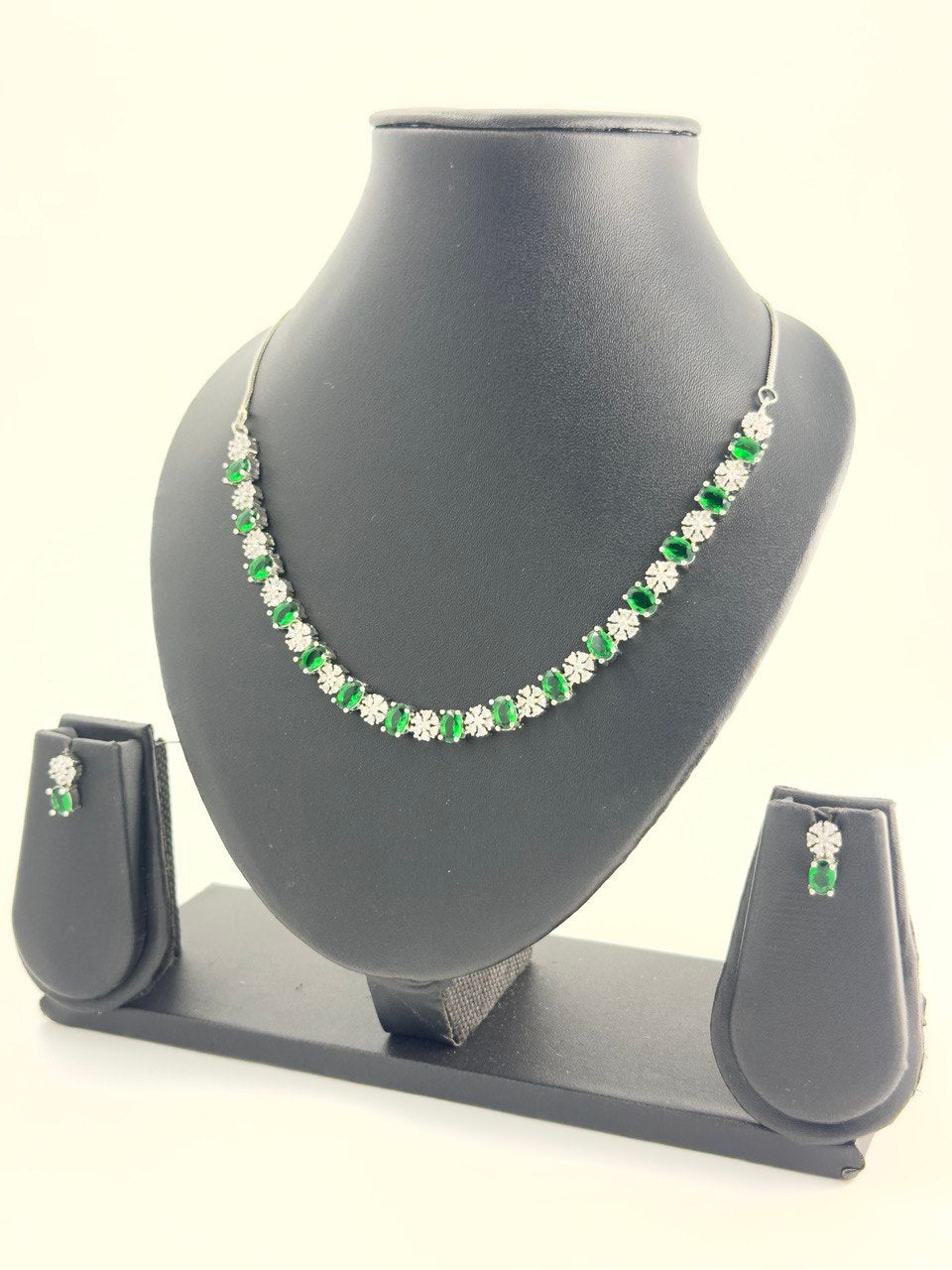 Green American Diamond Necklace set