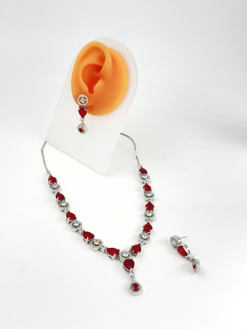 Ruby American Diamond Necklace set