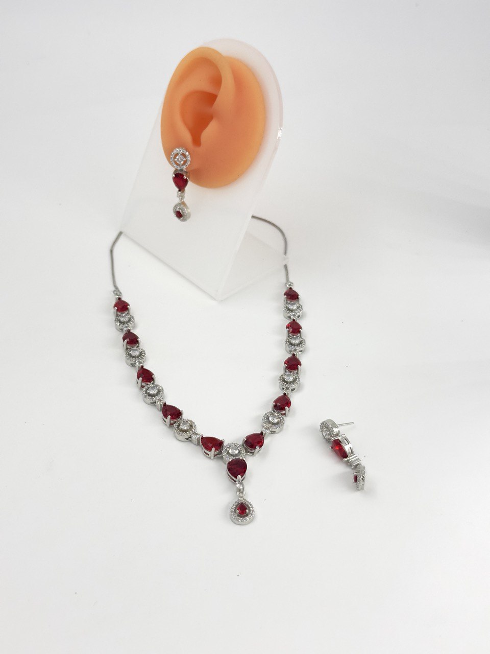 Ruby American Diamond Necklace set