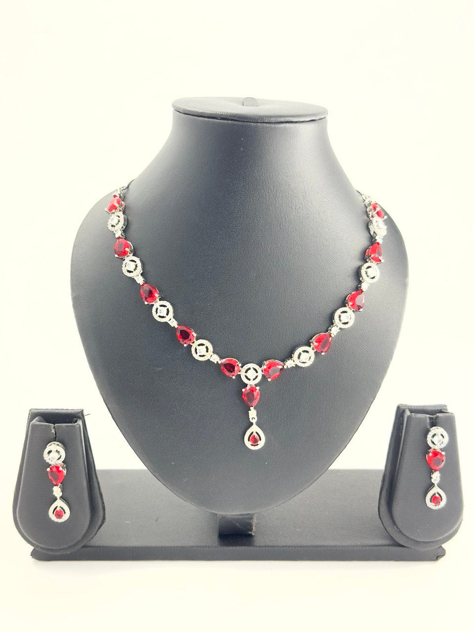 Ruby American Diamond Necklace set