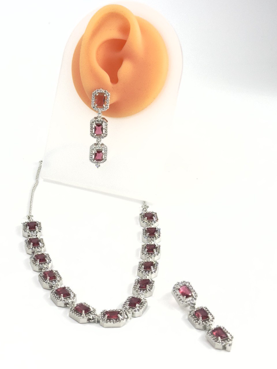 Pink American Diamond Necklace set