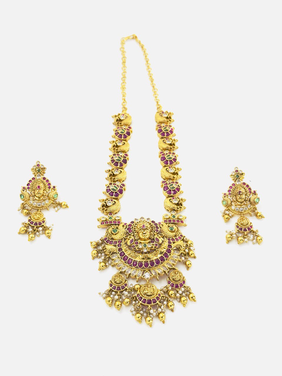 Multicolour temple jewellery set
