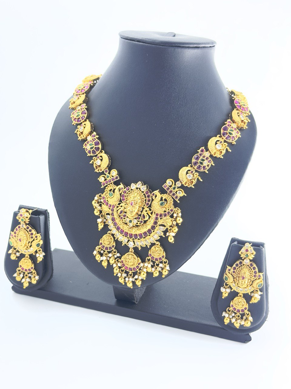 Multicolour temple jewellery set