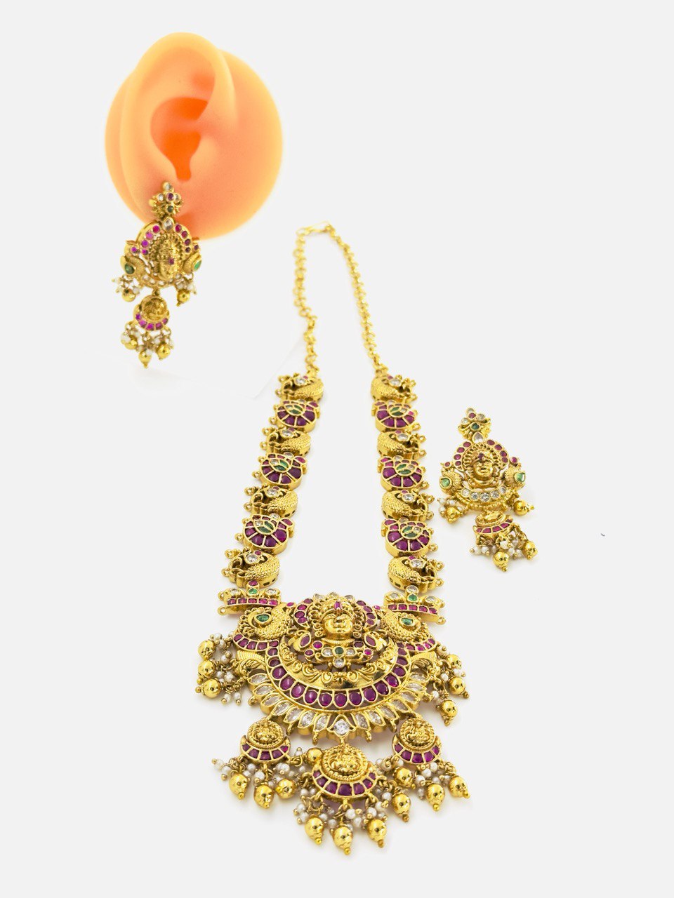 Multicolour temple jewellery set