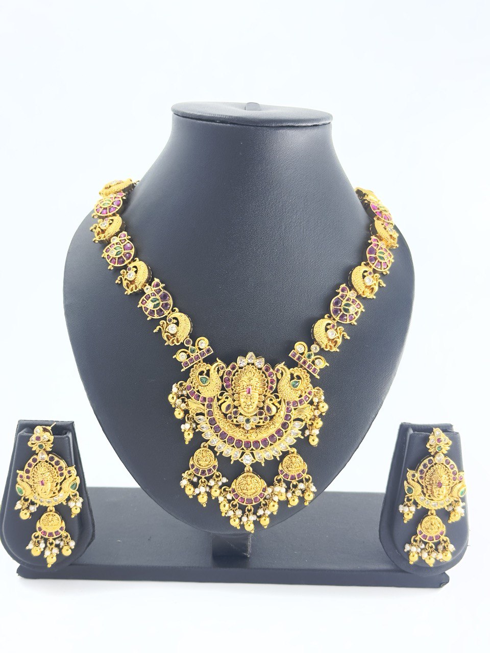 Multicolour temple jewellery set