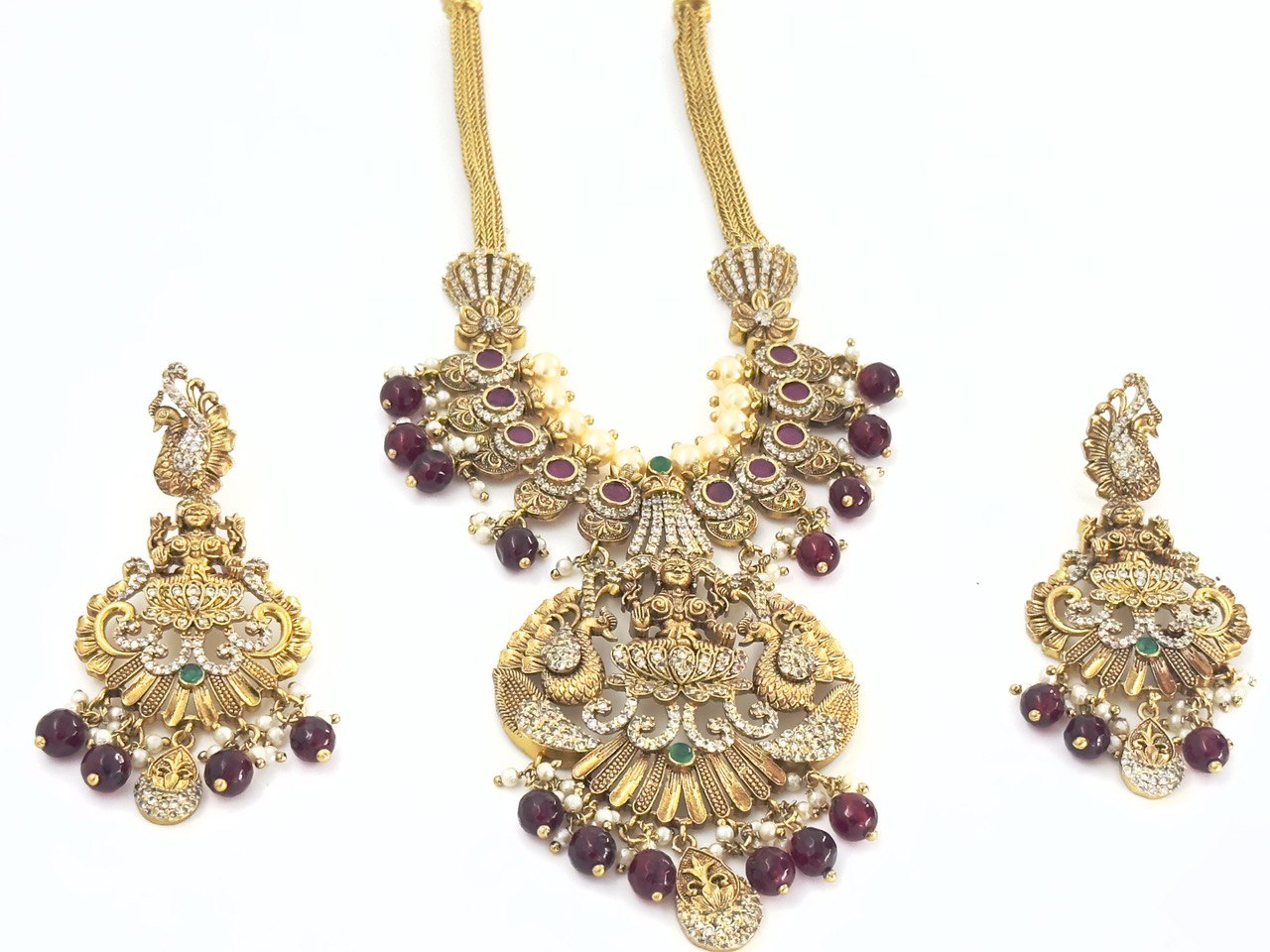 Ruby temple jewellery set