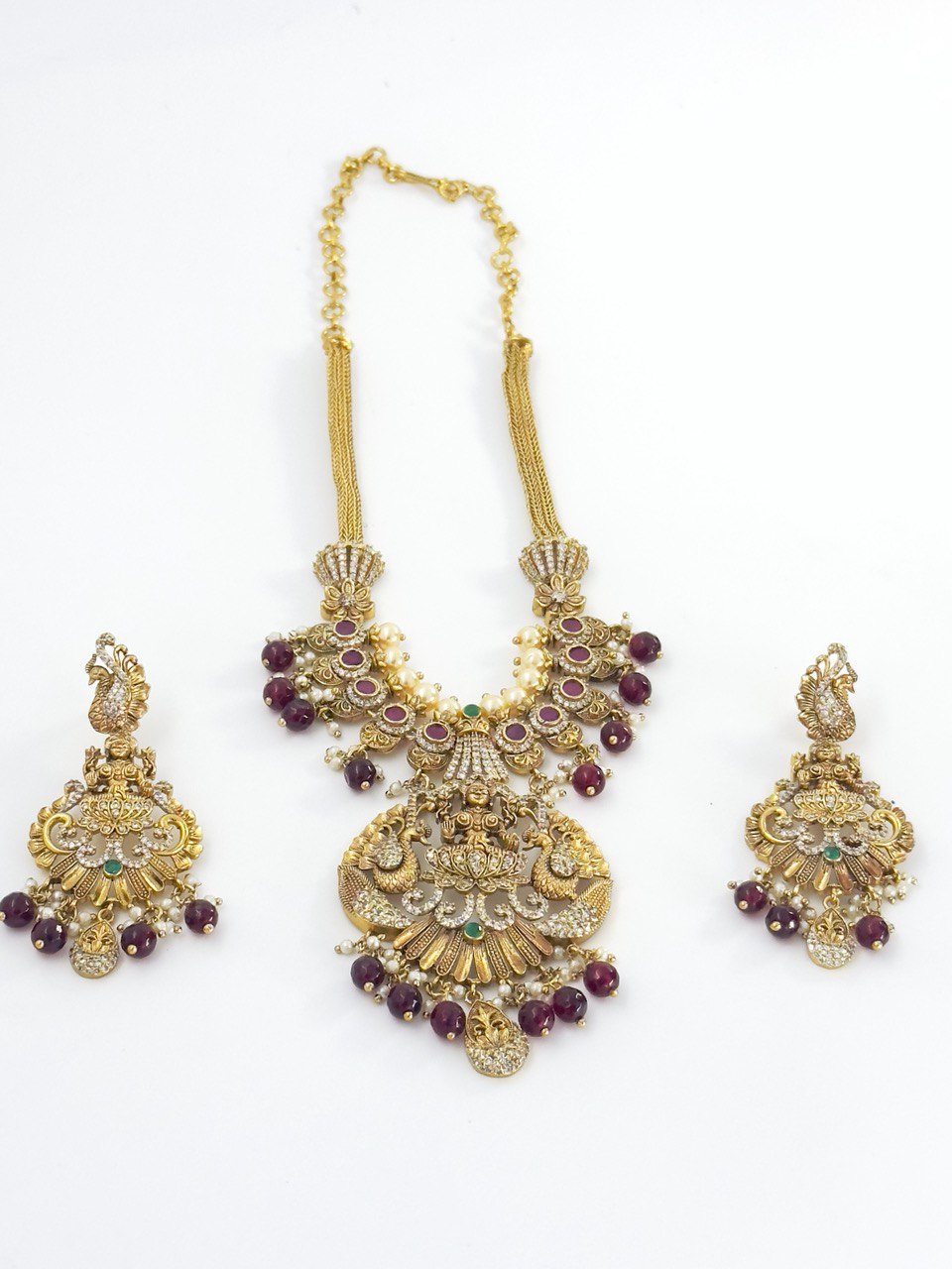 Ruby temple jewellery set