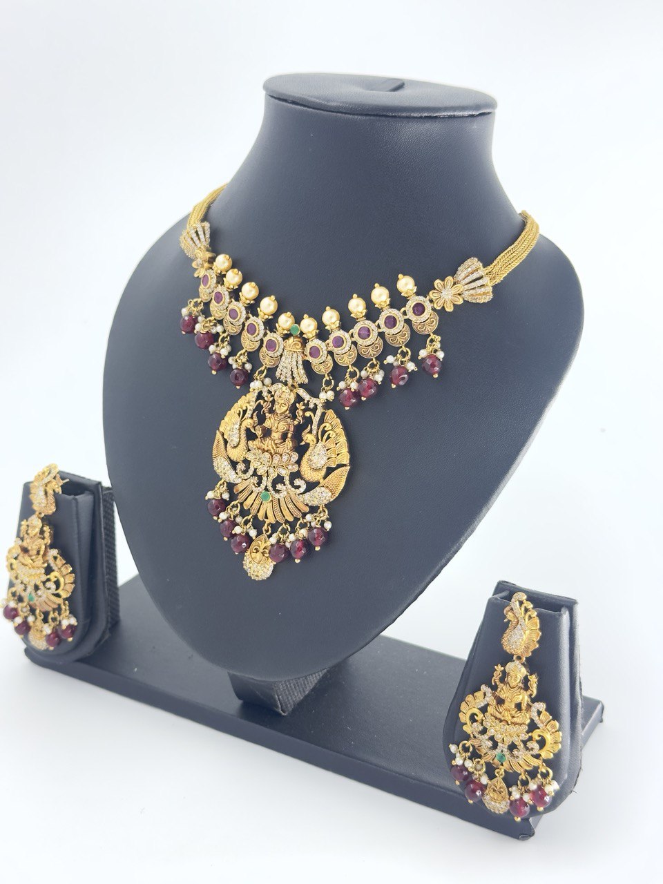 Ruby temple jewellery set