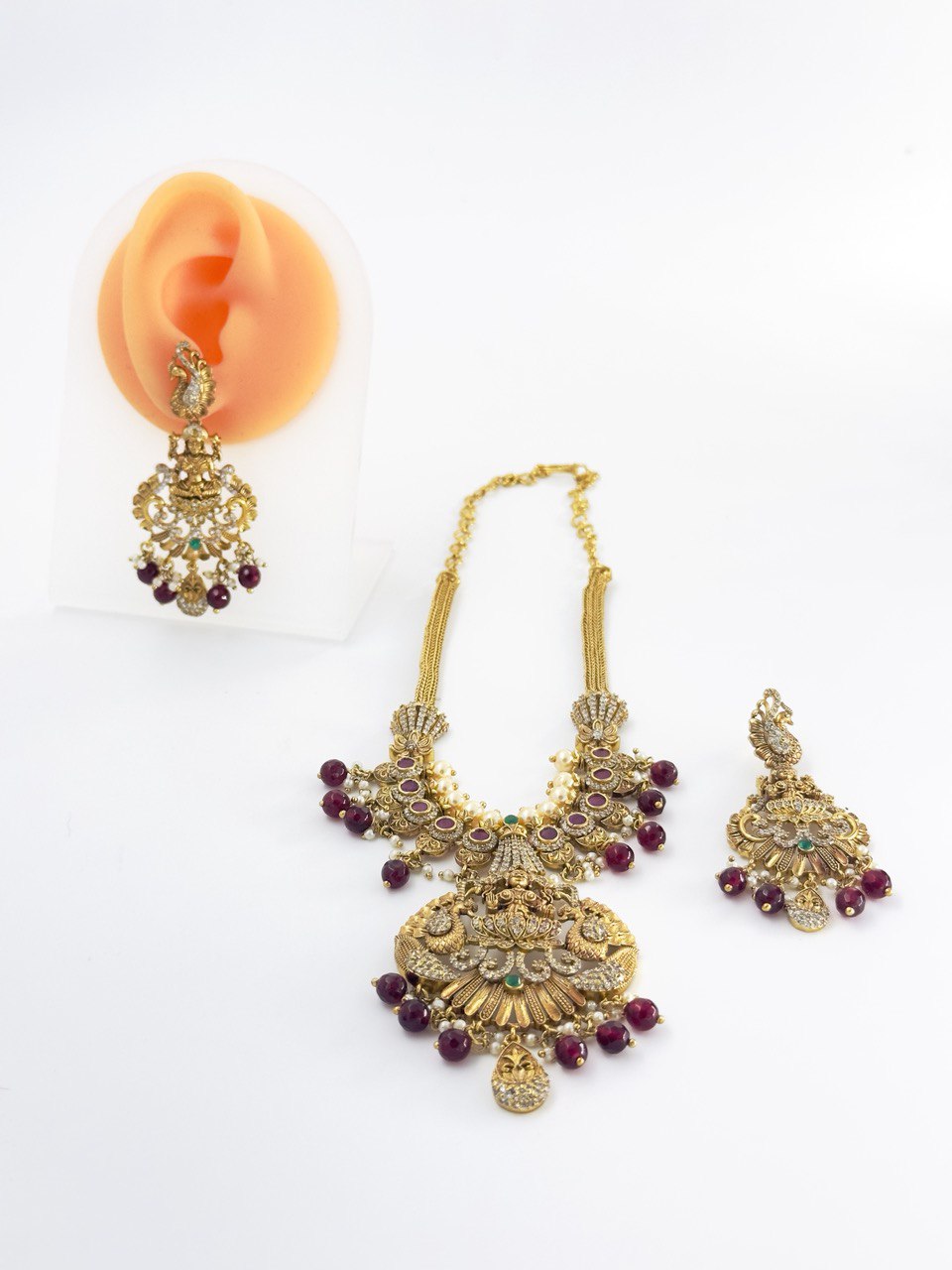 Ruby temple jewellery set