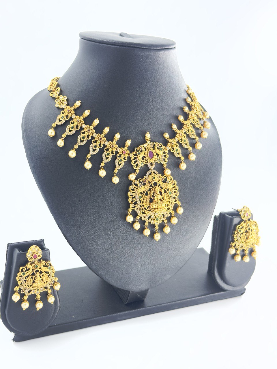 multicolour temple jewellery set