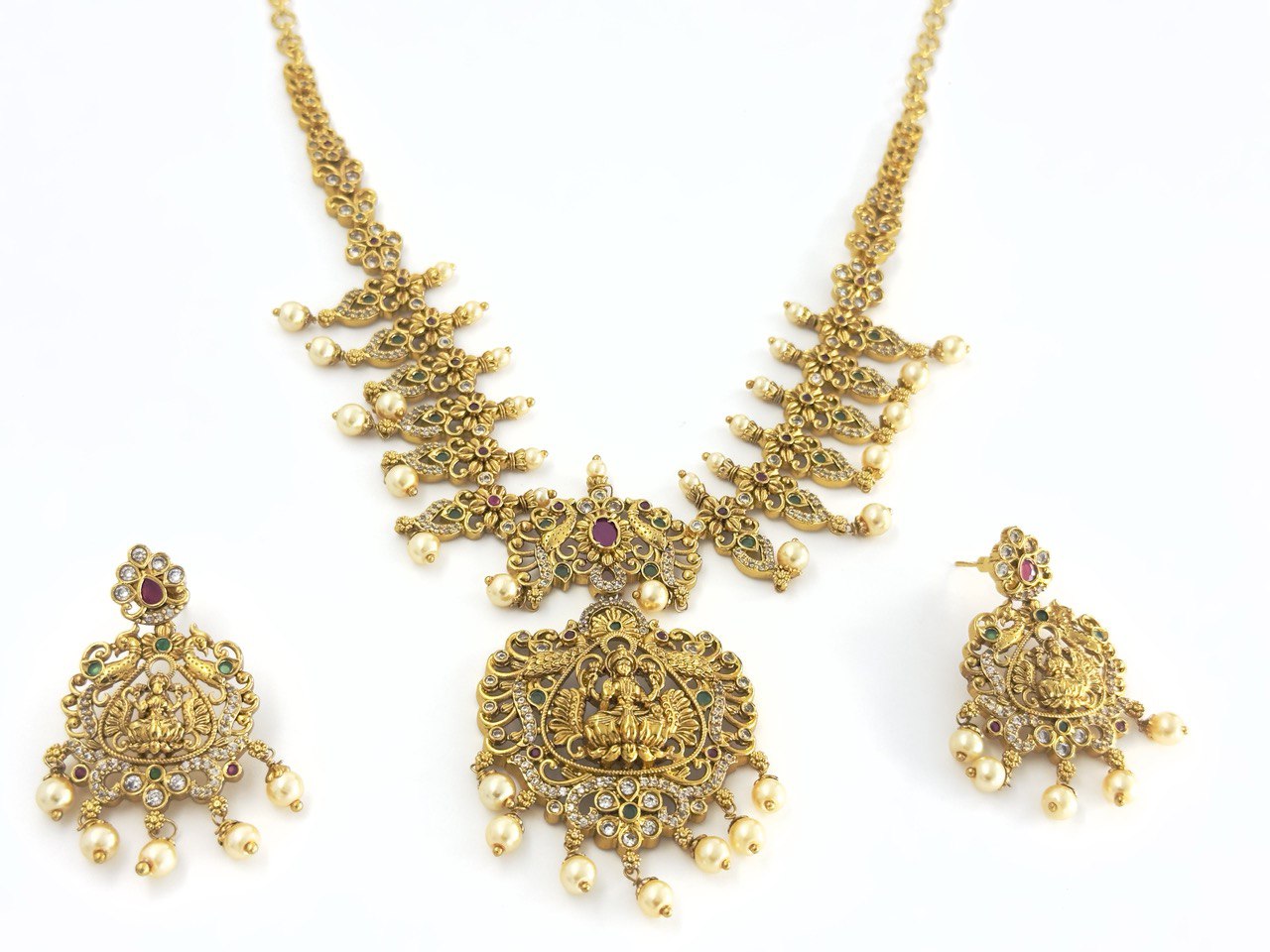 multicolour temple jewellery set