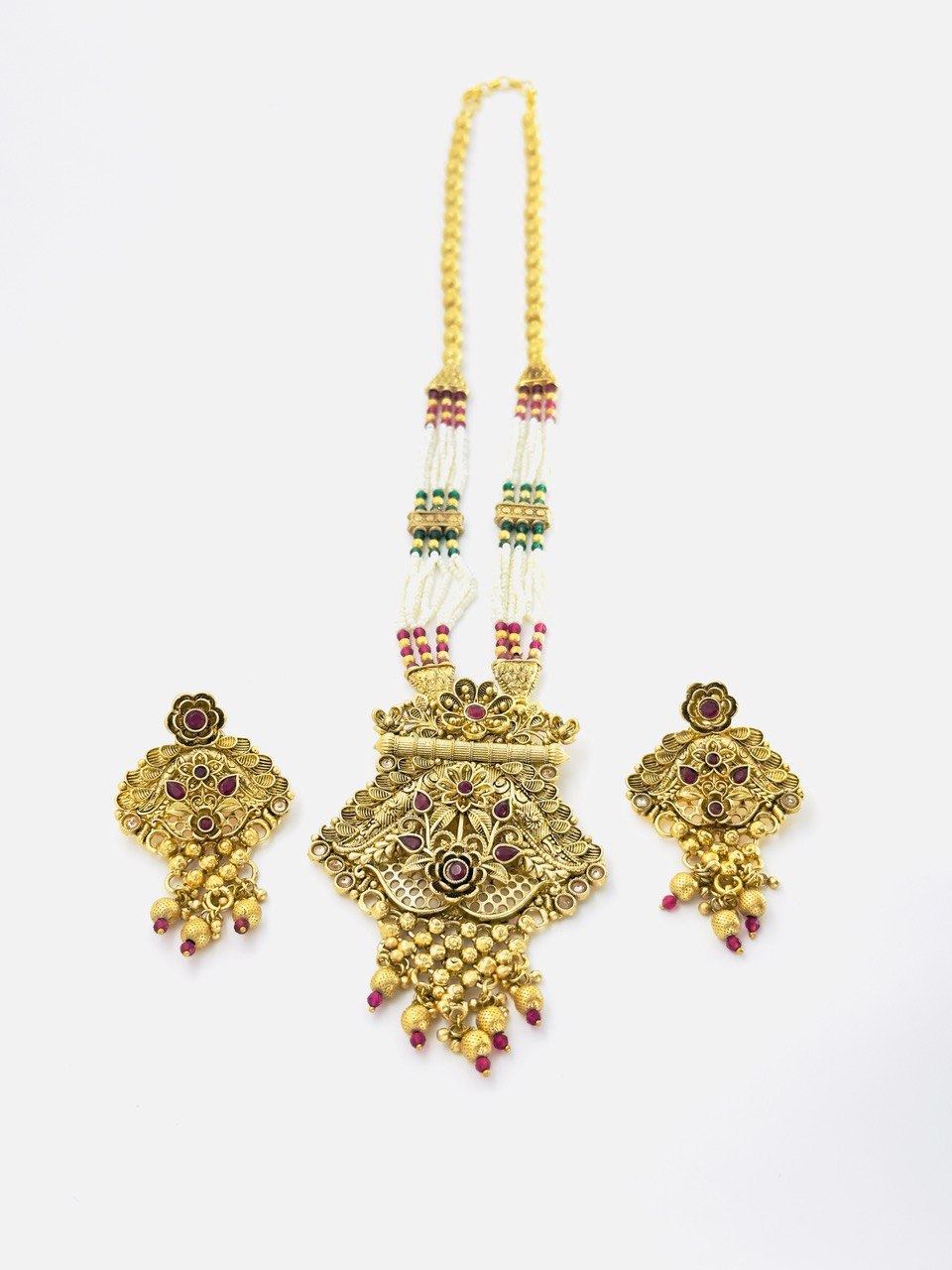 Multicolour gold plated jewellery set