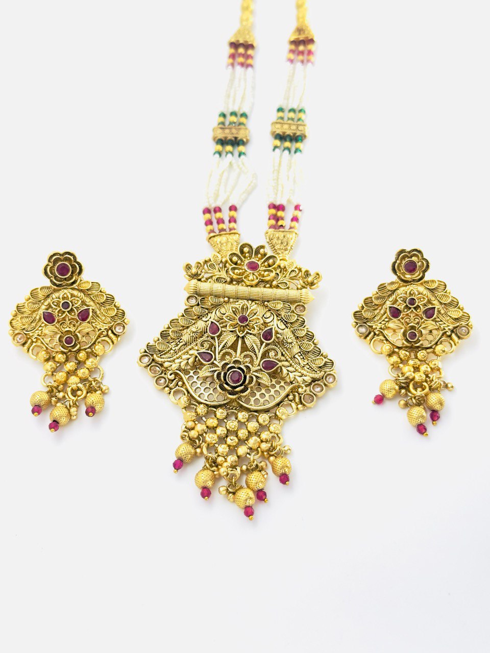 Multicolour gold plated jewellery set
