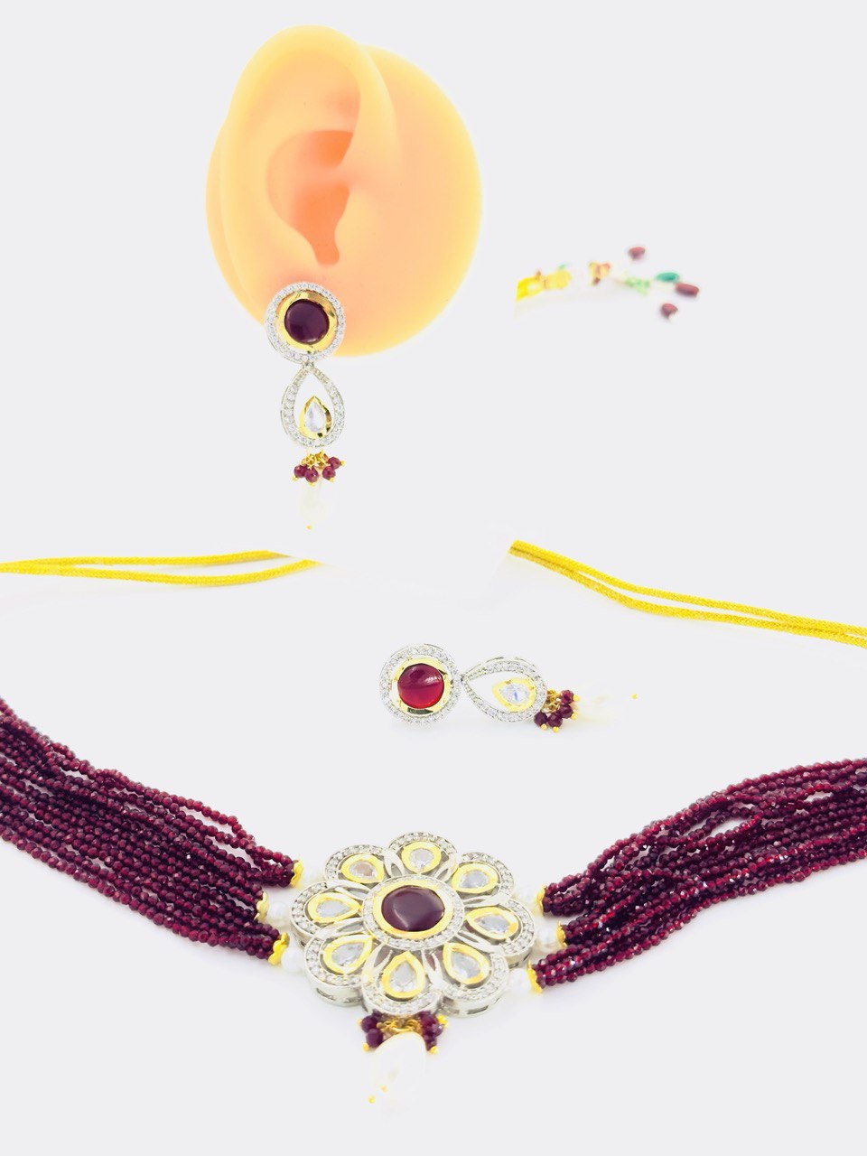 Maroon Avya choker set