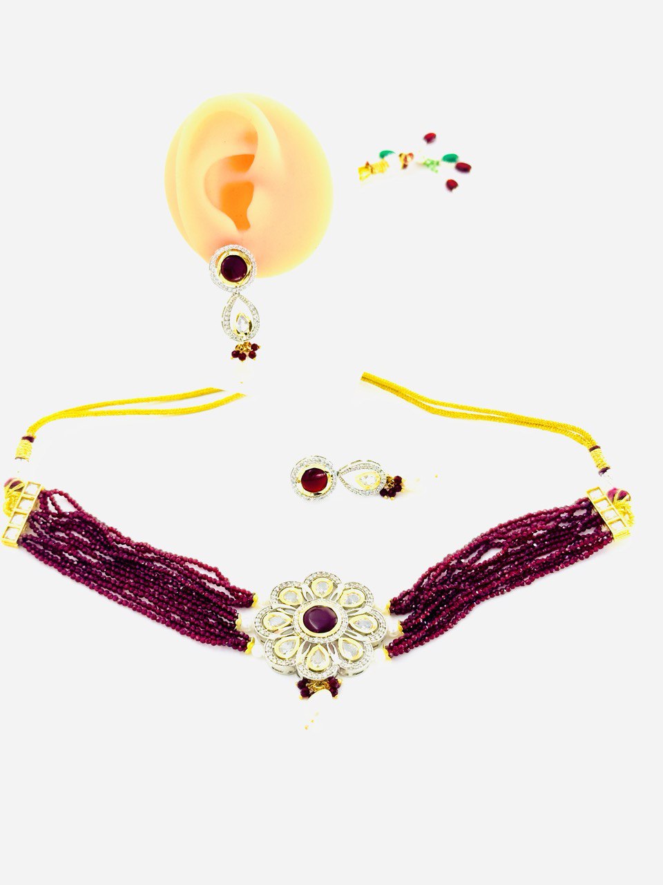Maroon Avya choker set