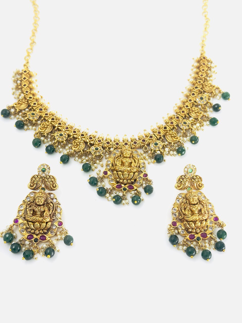 Emerald temple jewellery set