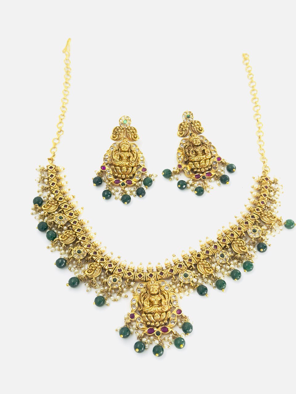 Emerald temple jewellery set