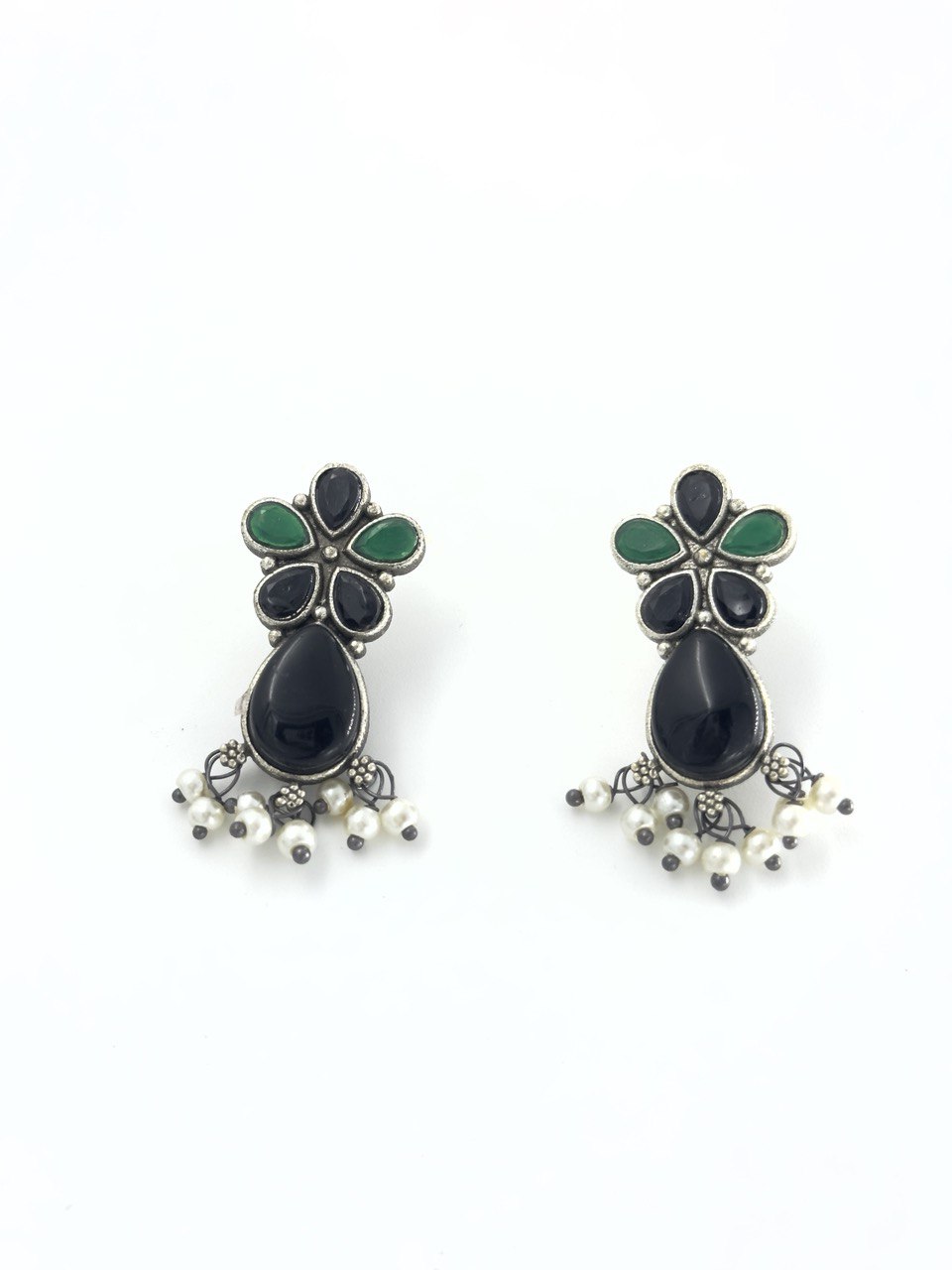 Black oxidized German silver studs