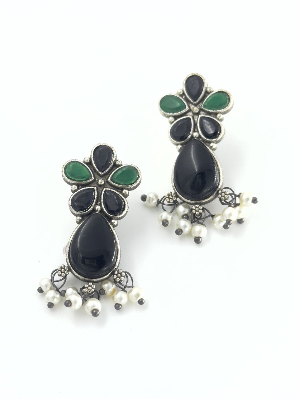 Black oxidized German silver studs
