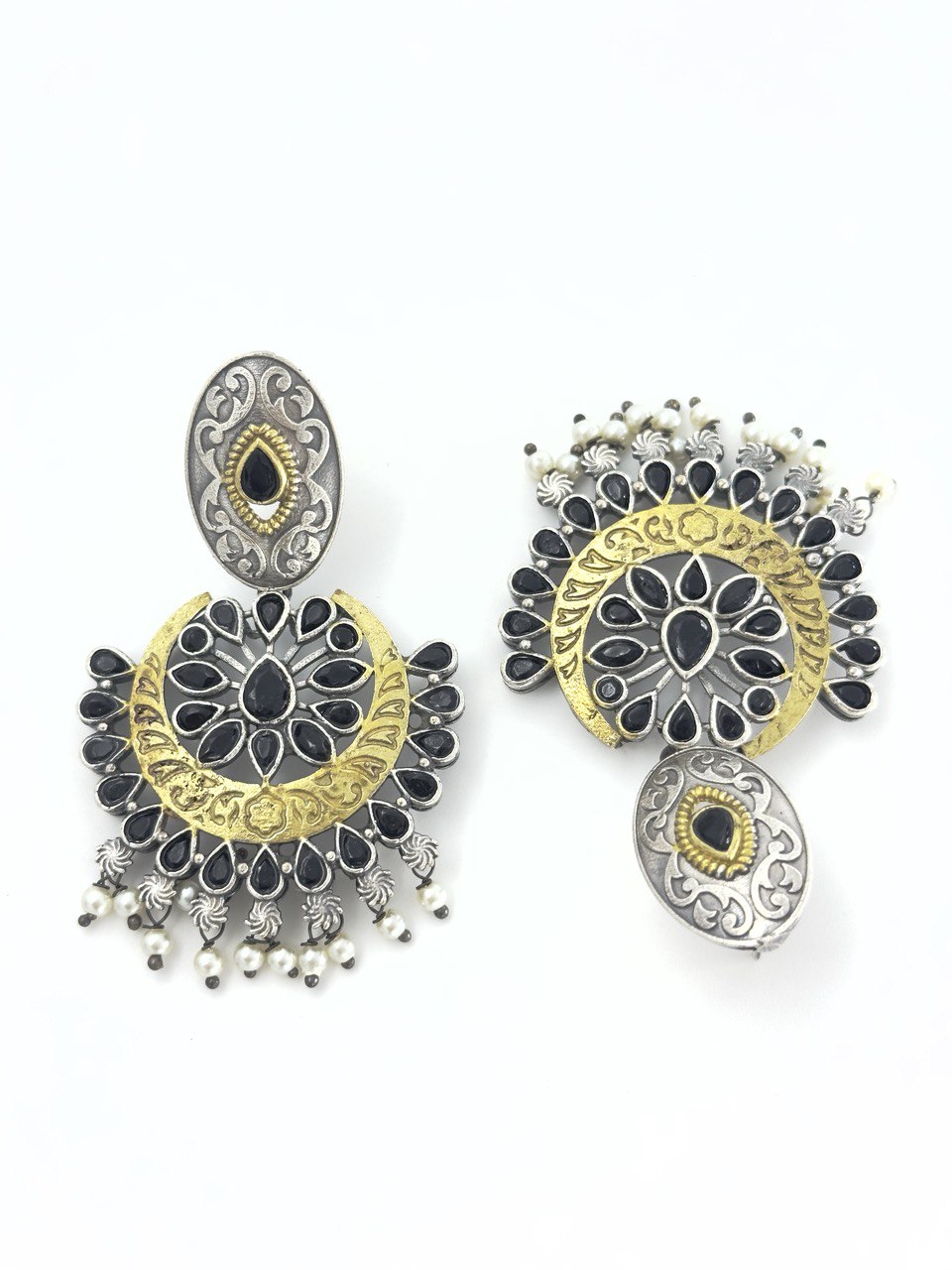 Black Antique Chandbali Earrings