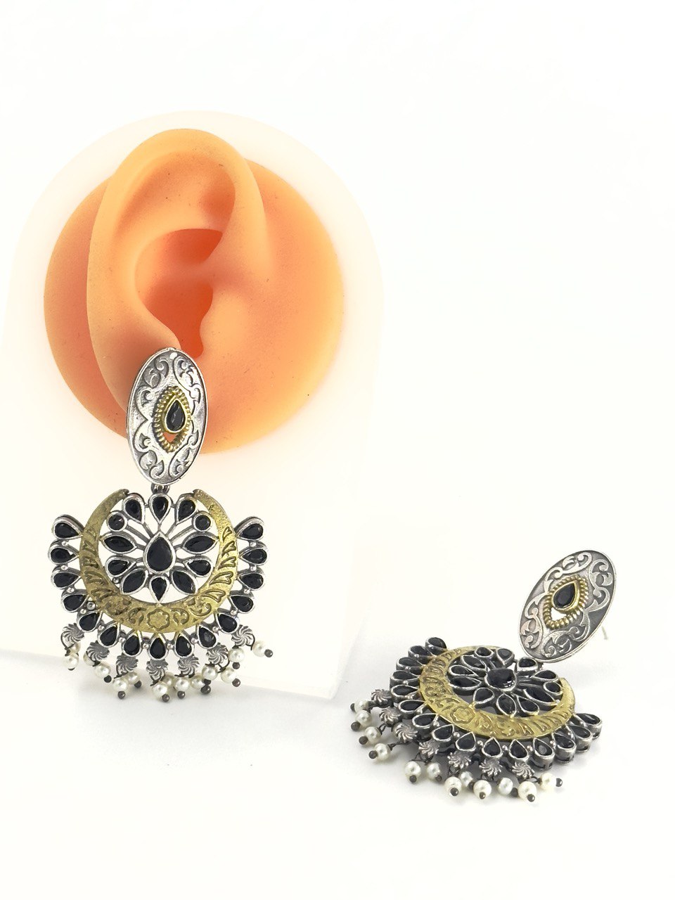 Black Antique Chandbali Earrings
