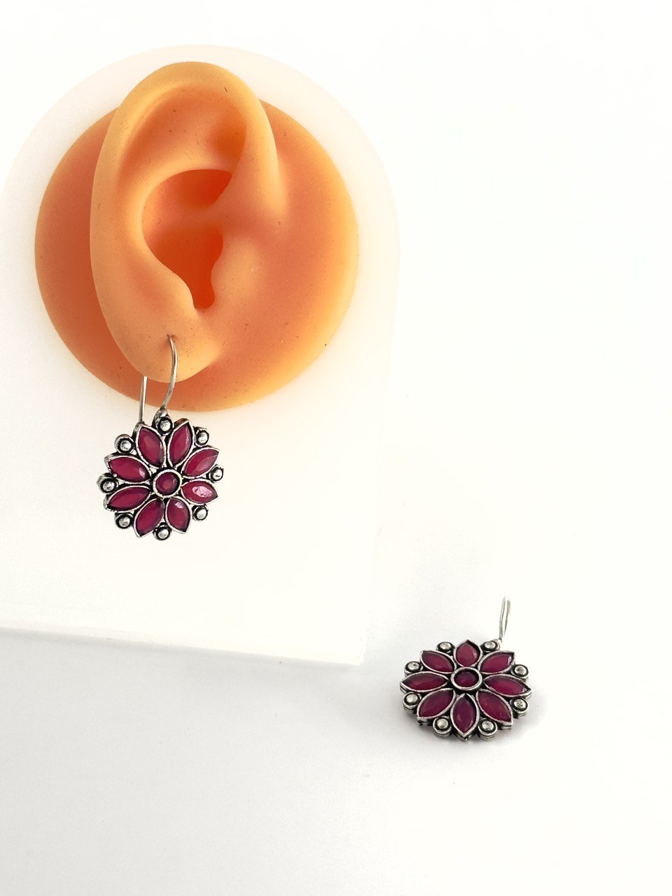 Pink oxidized German silver studs