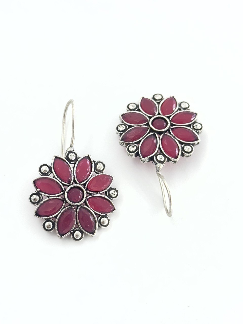 Pink oxidized German silver studs
