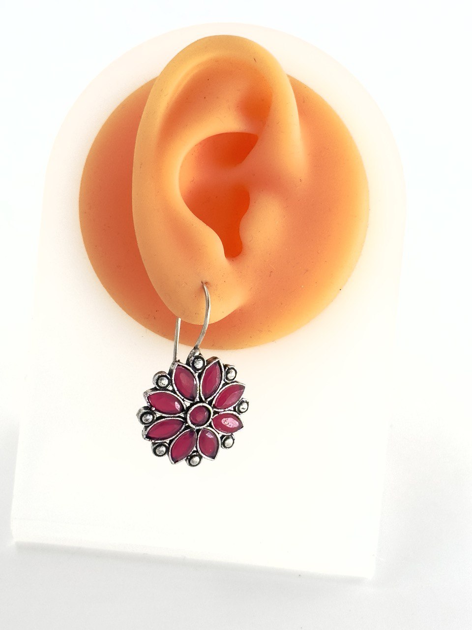 Pink oxidized German silver studs