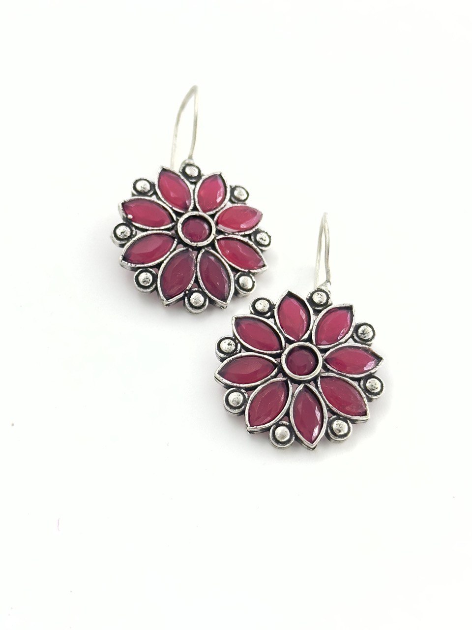 Pink oxidized German silver studs