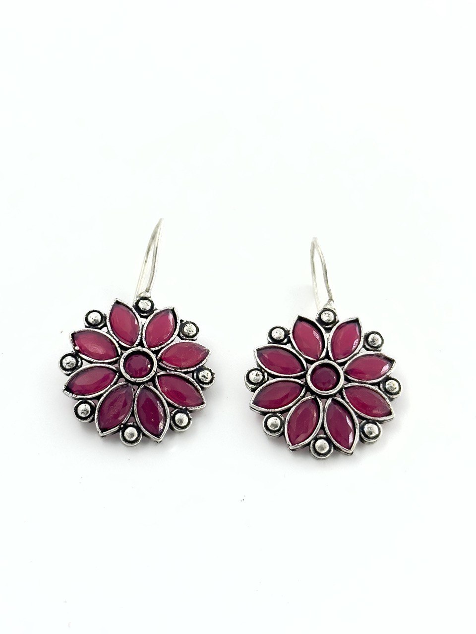 Pink oxidized German silver studs