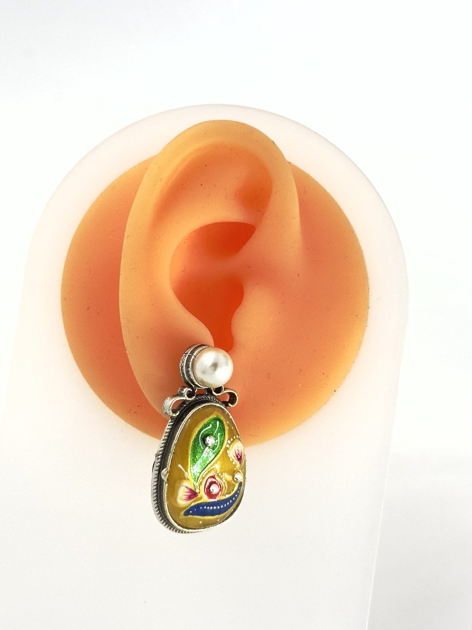 Yellow Meenakari Studs