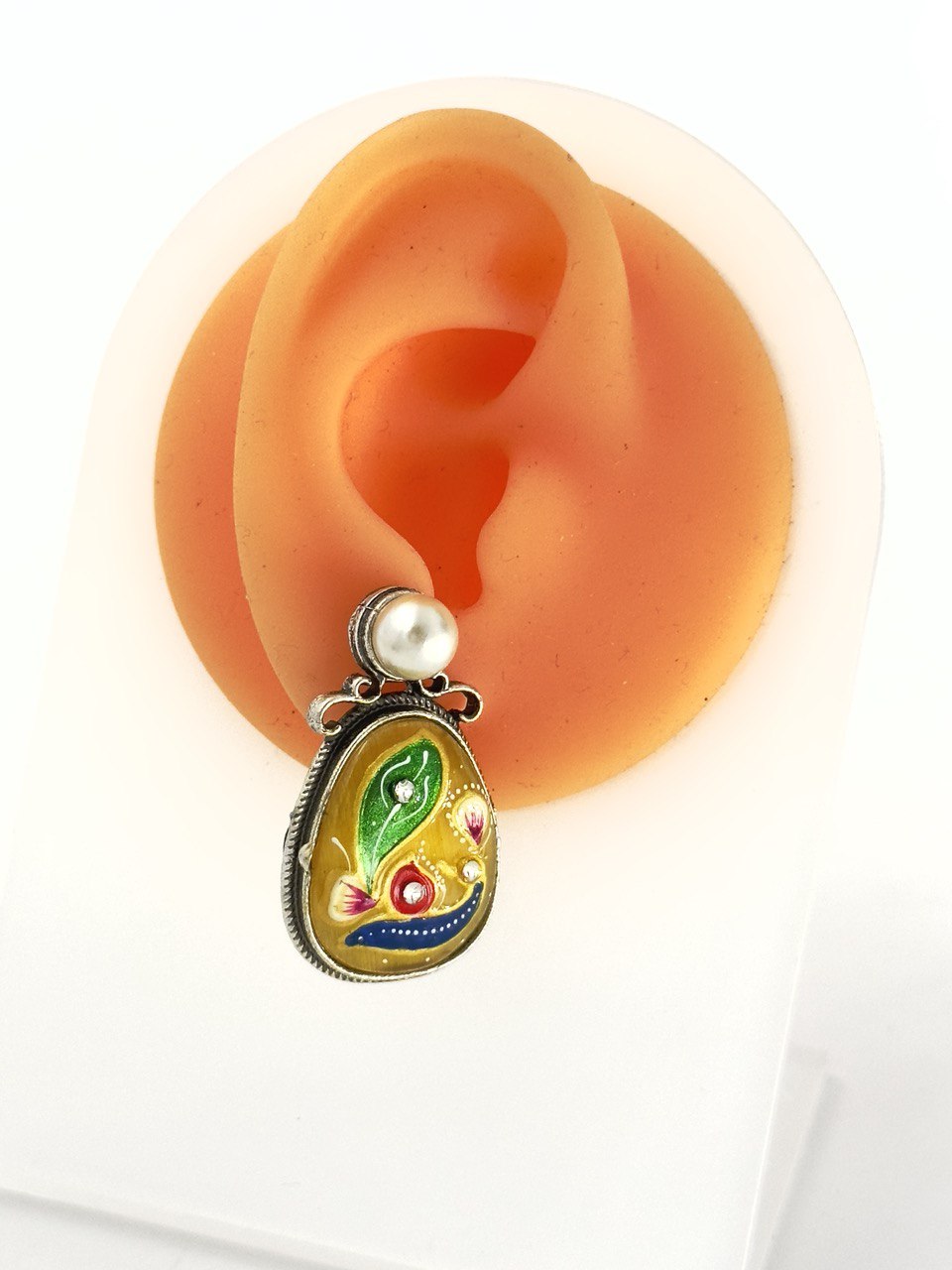 Yellow Meenakari Studs