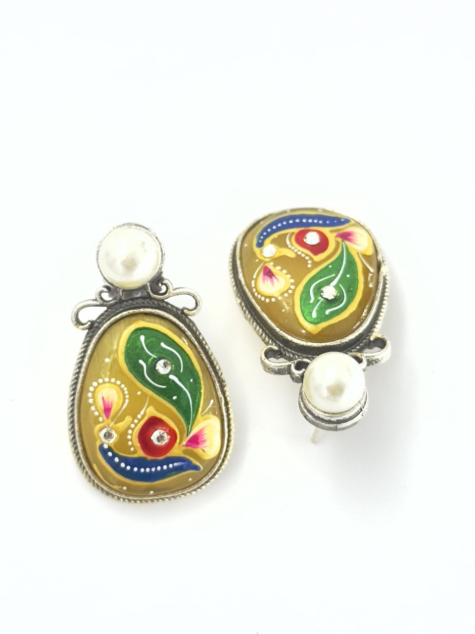 Yellow Meenakari Studs