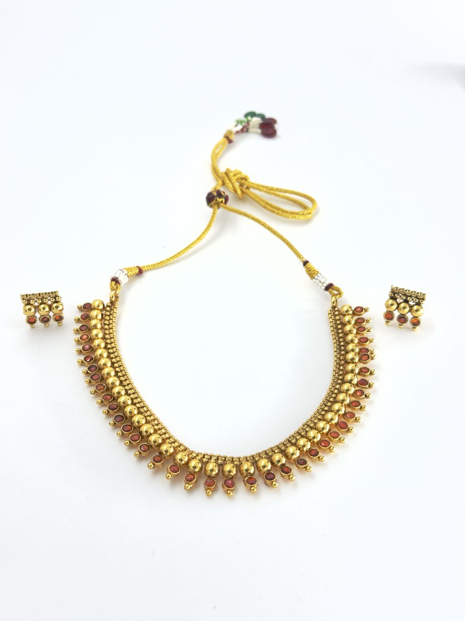 Yashas Orange gold plated necklace set