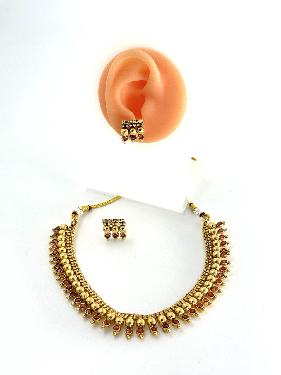 Yashas Orange gold plated necklace set