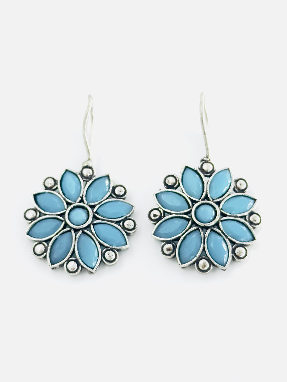 Blue oxidized German silver studs
