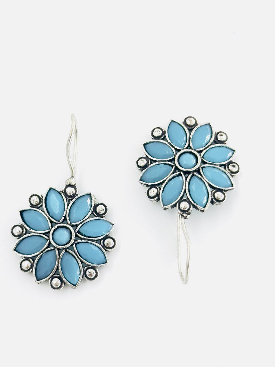 Blue oxidized German silver studs