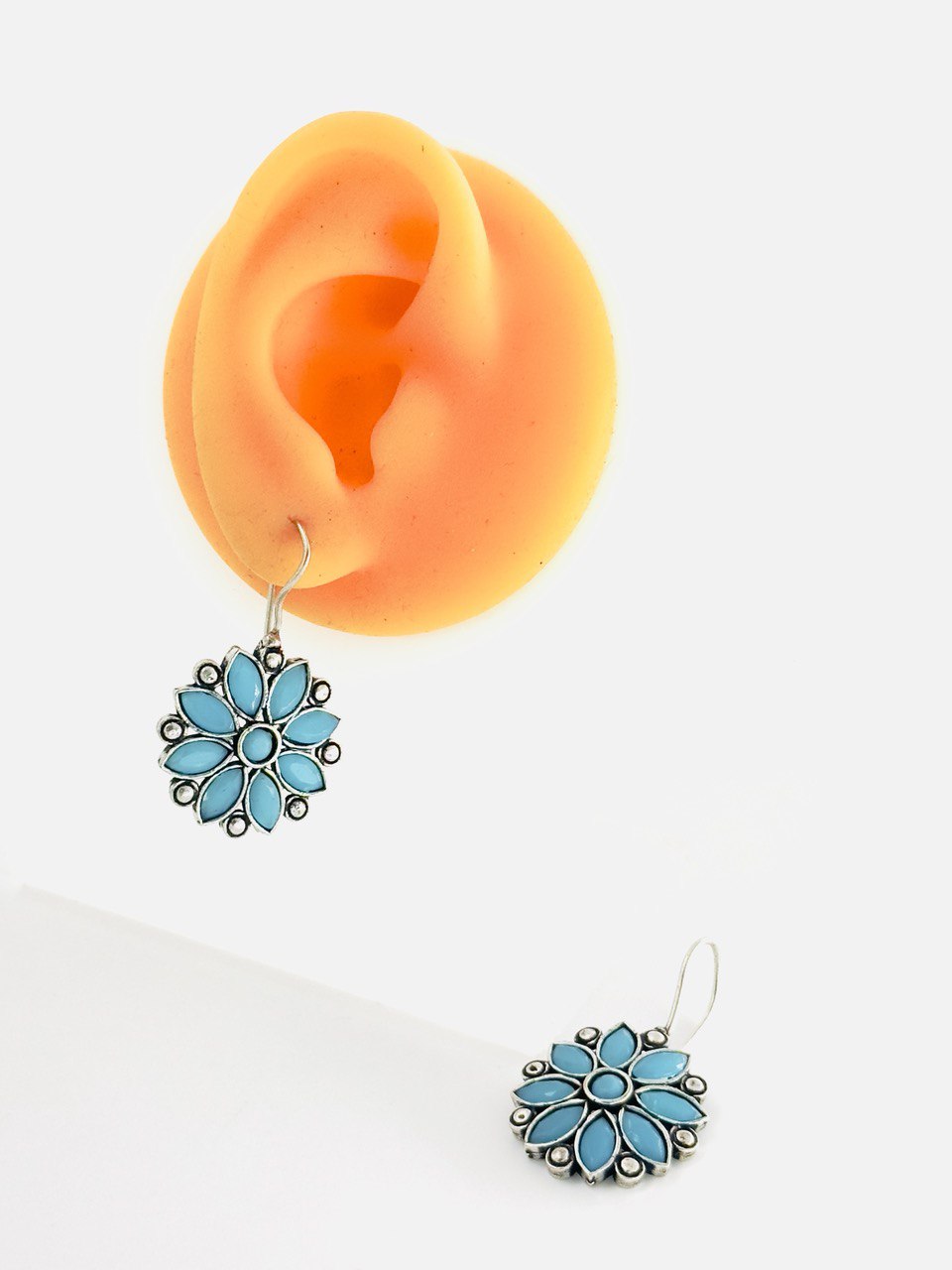 Blue oxidized German silver studs