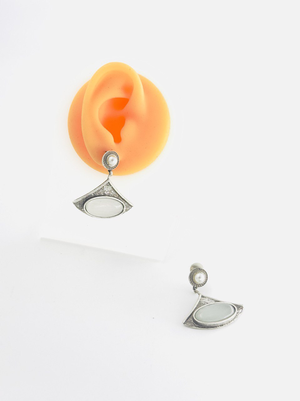 White oxidised german silver dangler