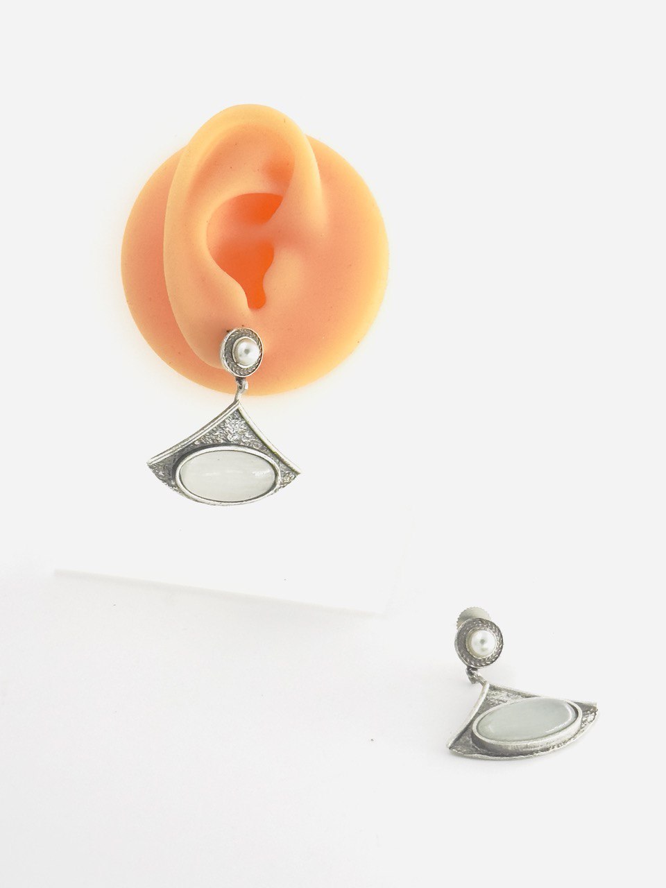 White oxidised german silver dangler