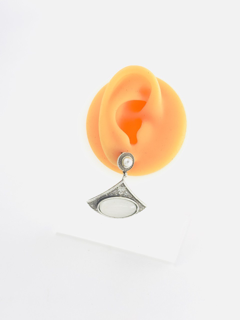 White oxidised german silver dangler