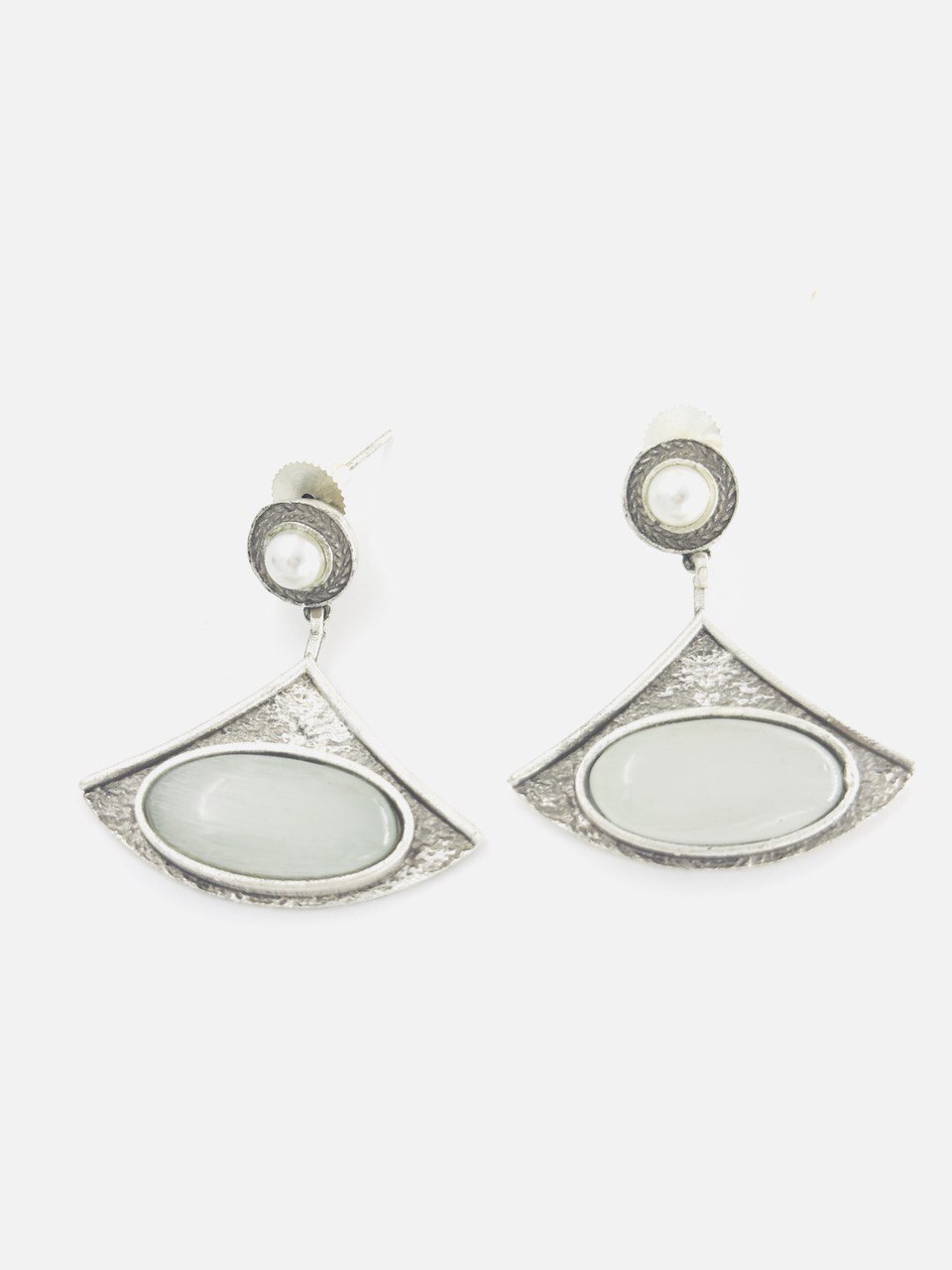 White oxidised german silver dangler