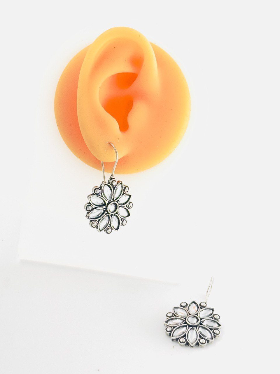Ivory oxidised german silver studs