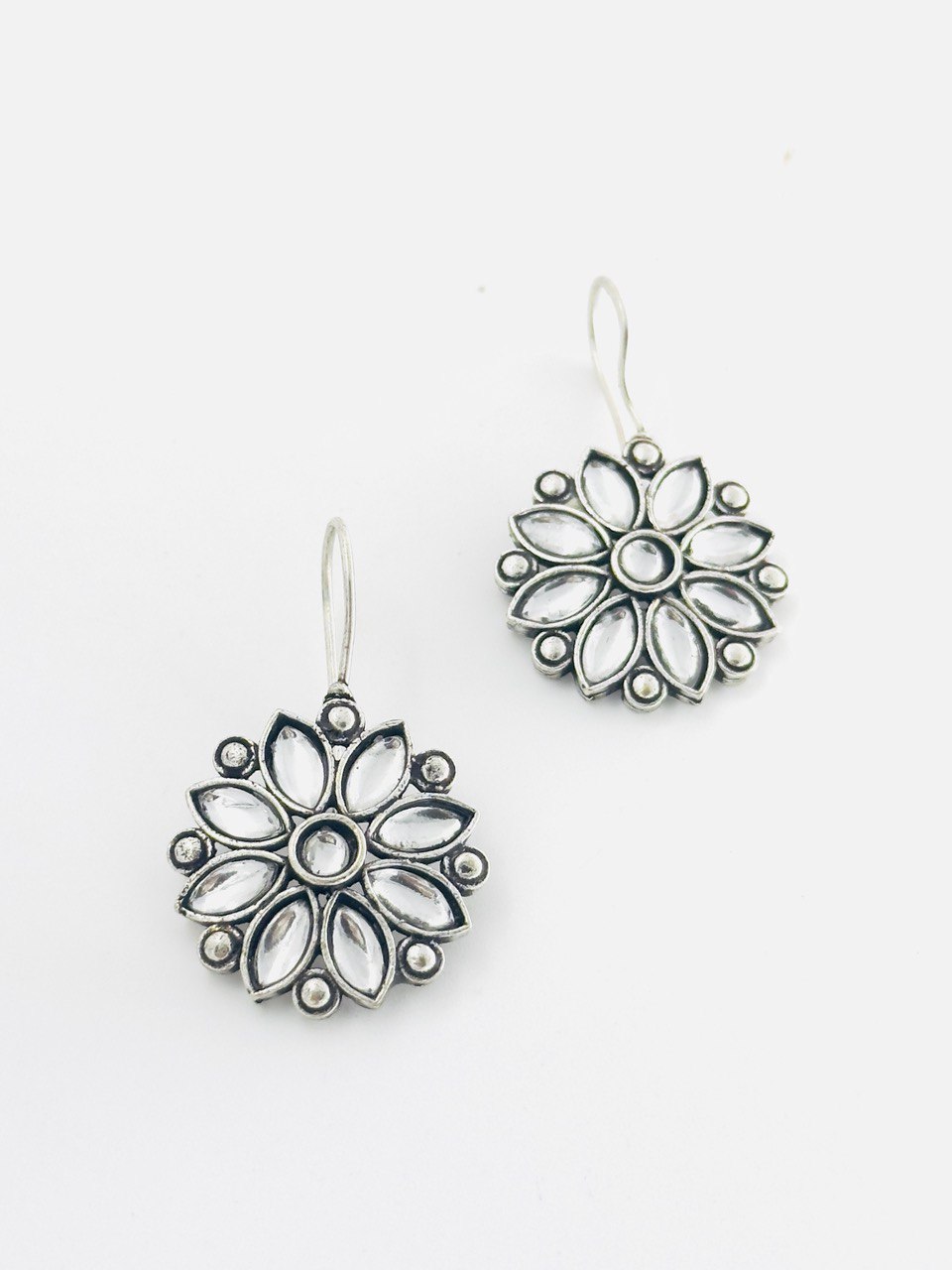 Ivory oxidised german silver studs