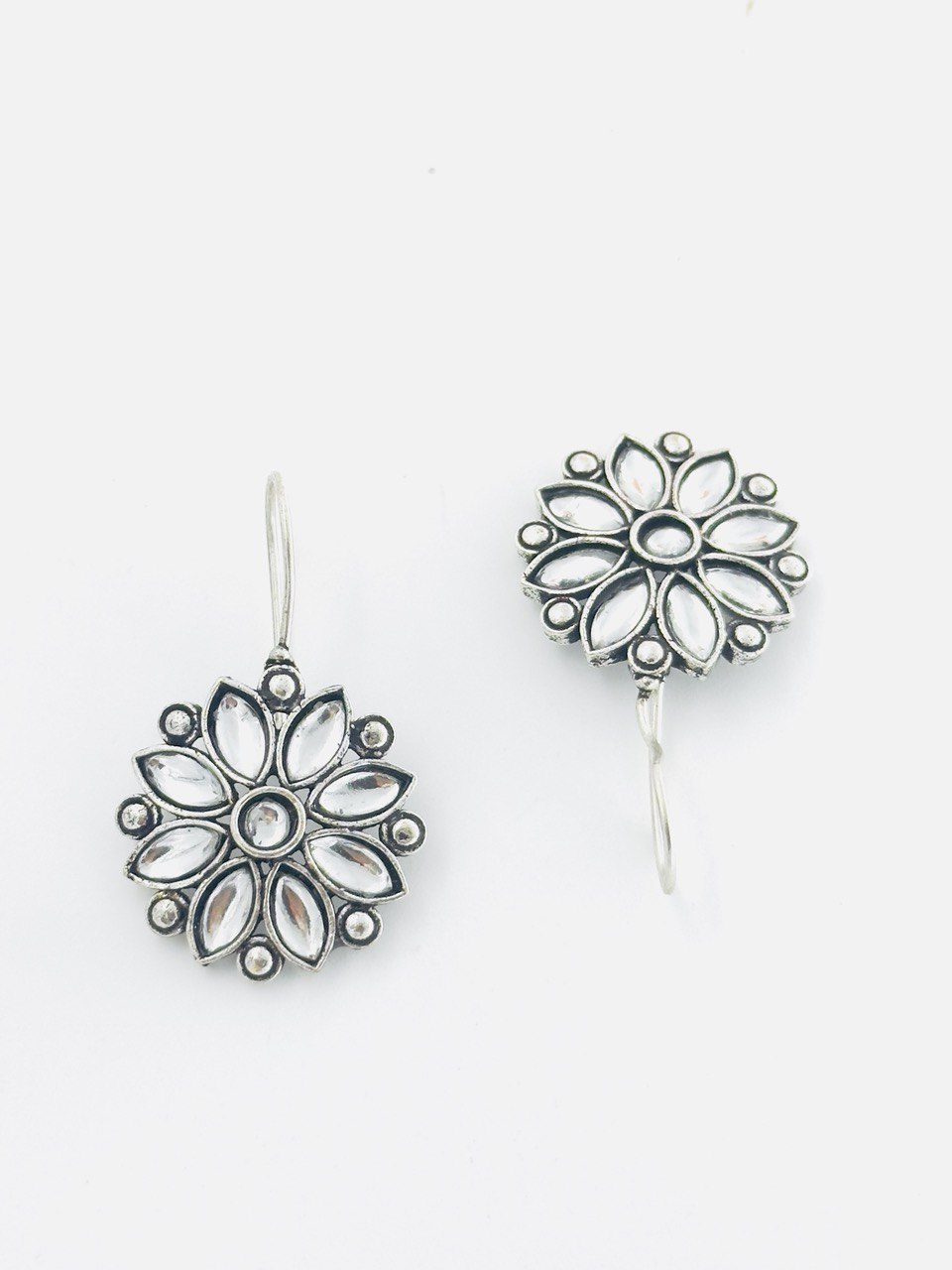 Ivory oxidised german silver studs