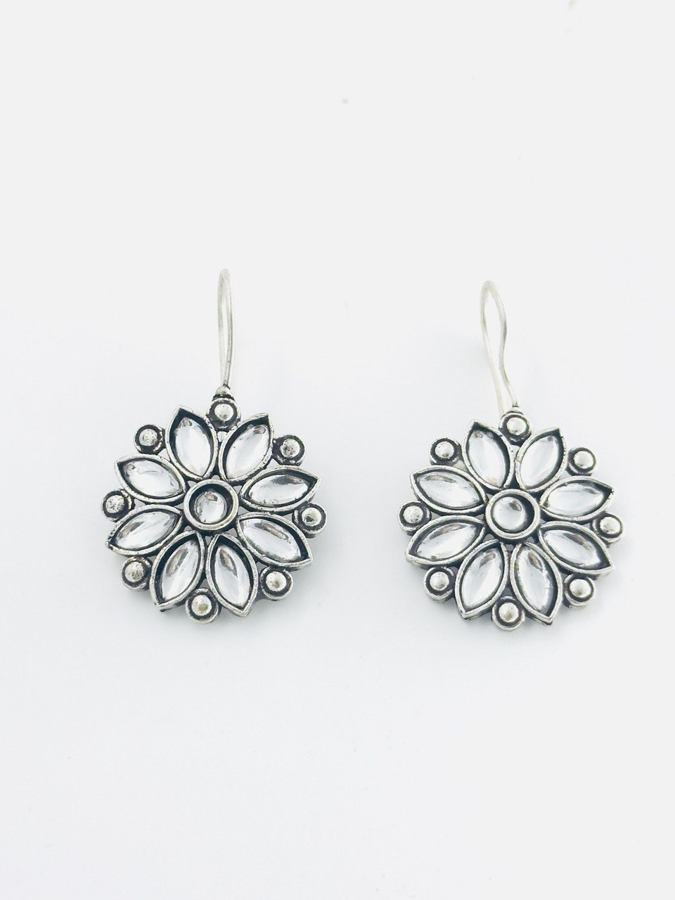Ivory oxidised german silver studs