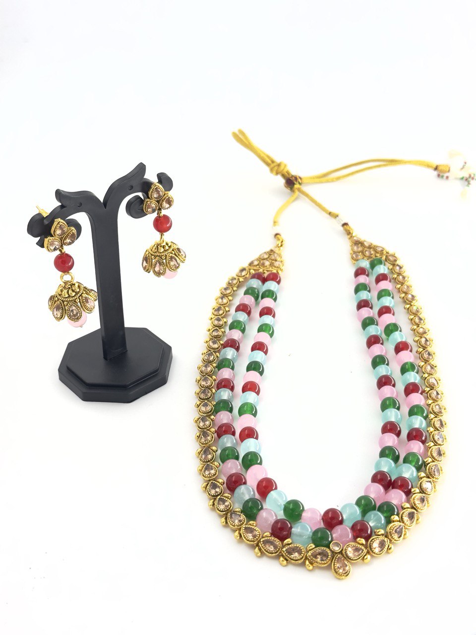 Multicolour gold plated jewellery set