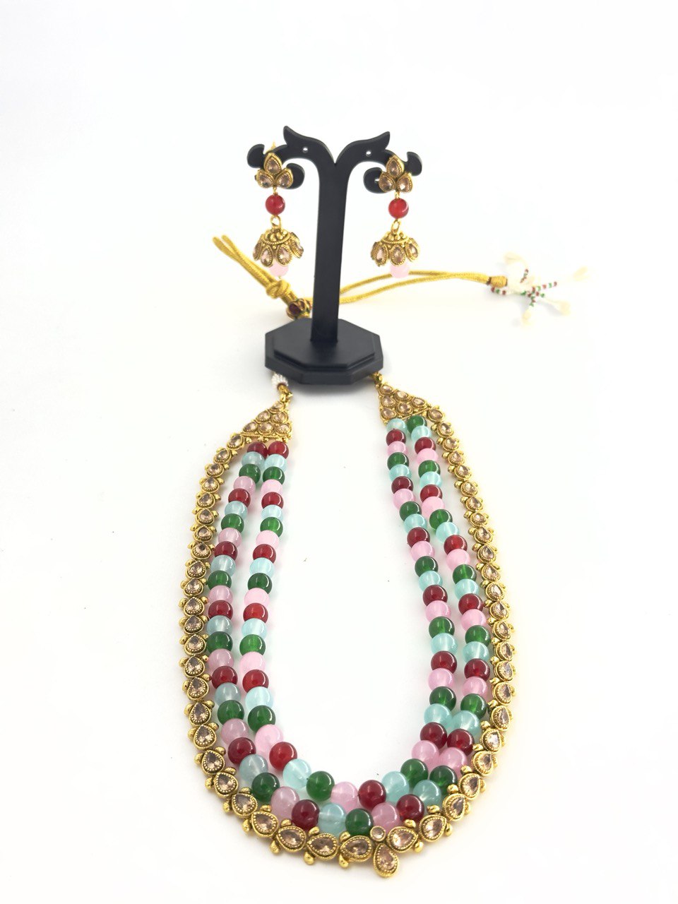 Multicolour gold plated jewellery set