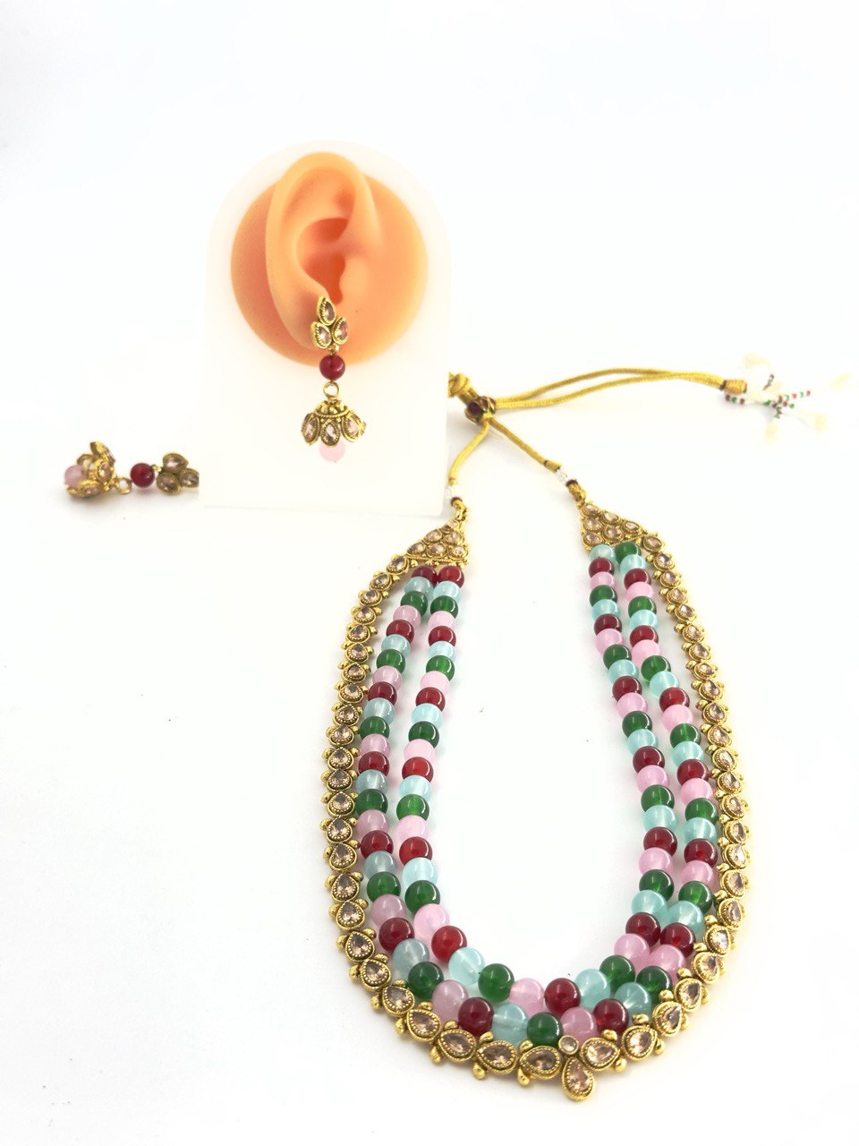 Multicolour gold plated jewellery set