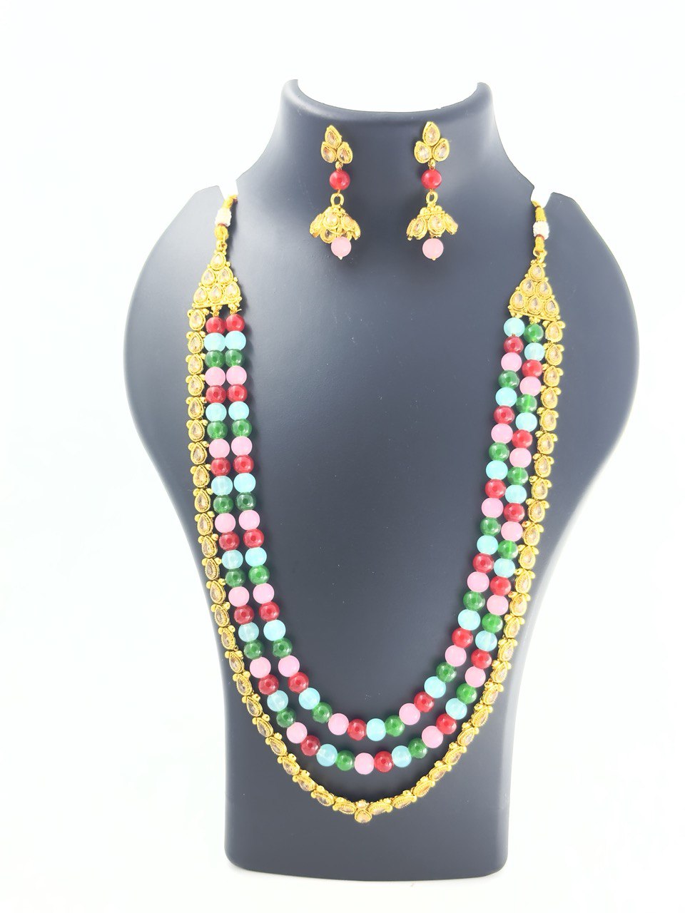Multicolour gold plated jewellery set